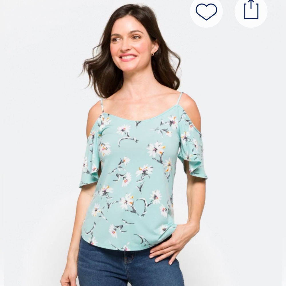 Kaileigh Women's Valette Back Detail, Cold Shoulder, Floral Blue, Medium, NWT